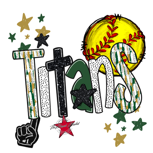 Titans Softball Scrape-Green-Gold