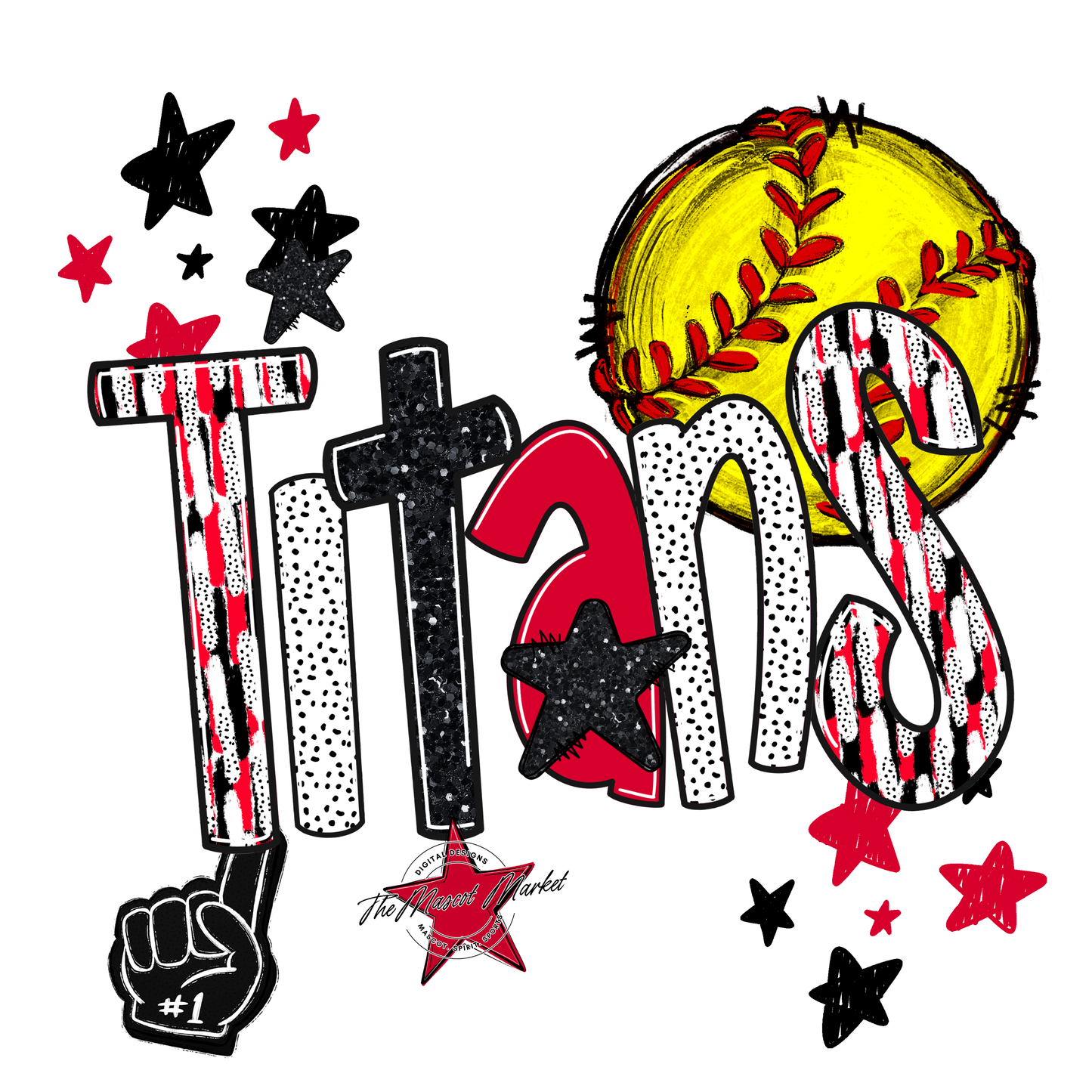 Titans Softball Scrape-Red