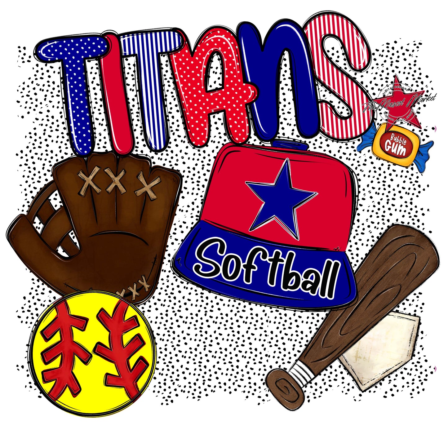 Titans Softball Spirit-Blue & Red