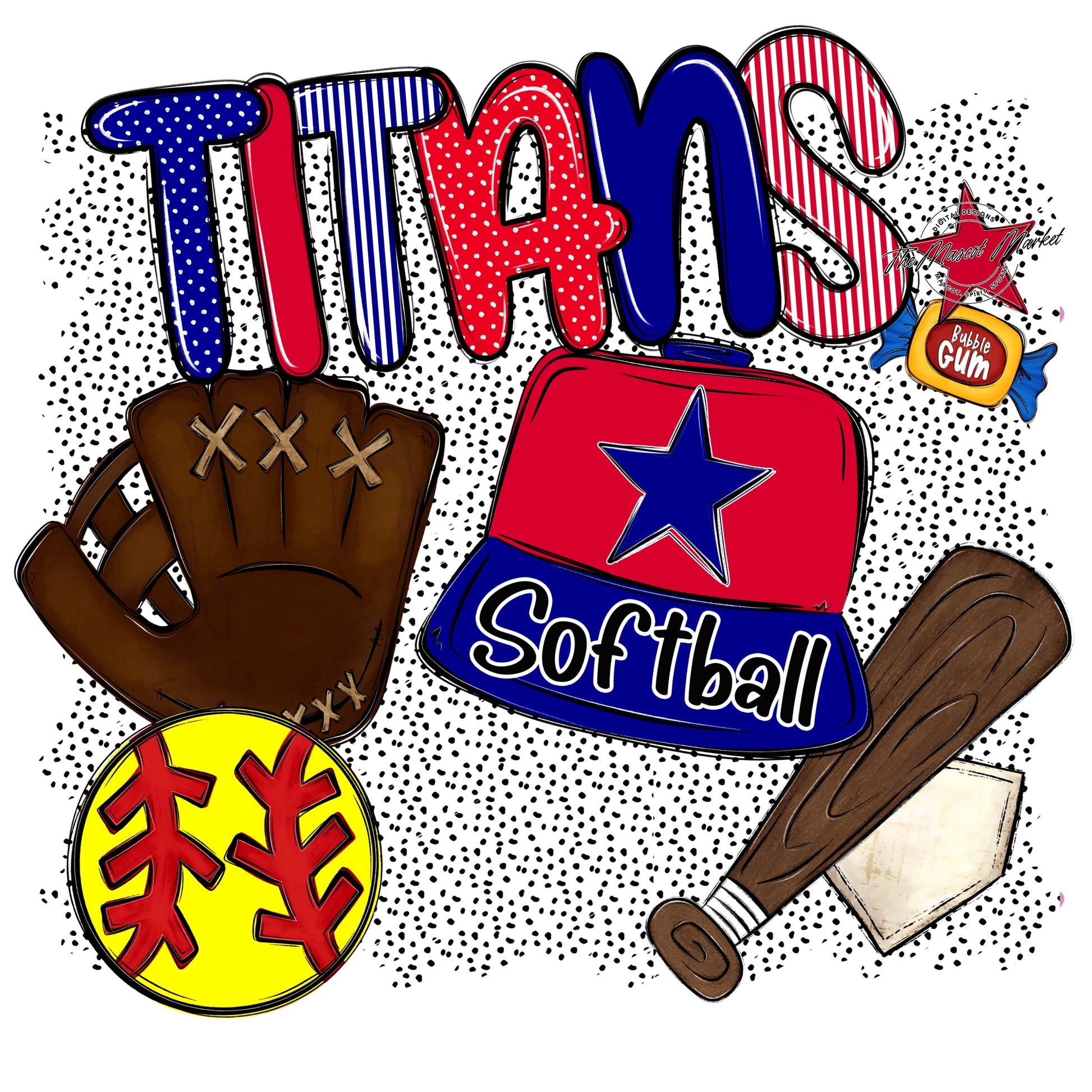 Titans Softball Spirit-Blue & Red