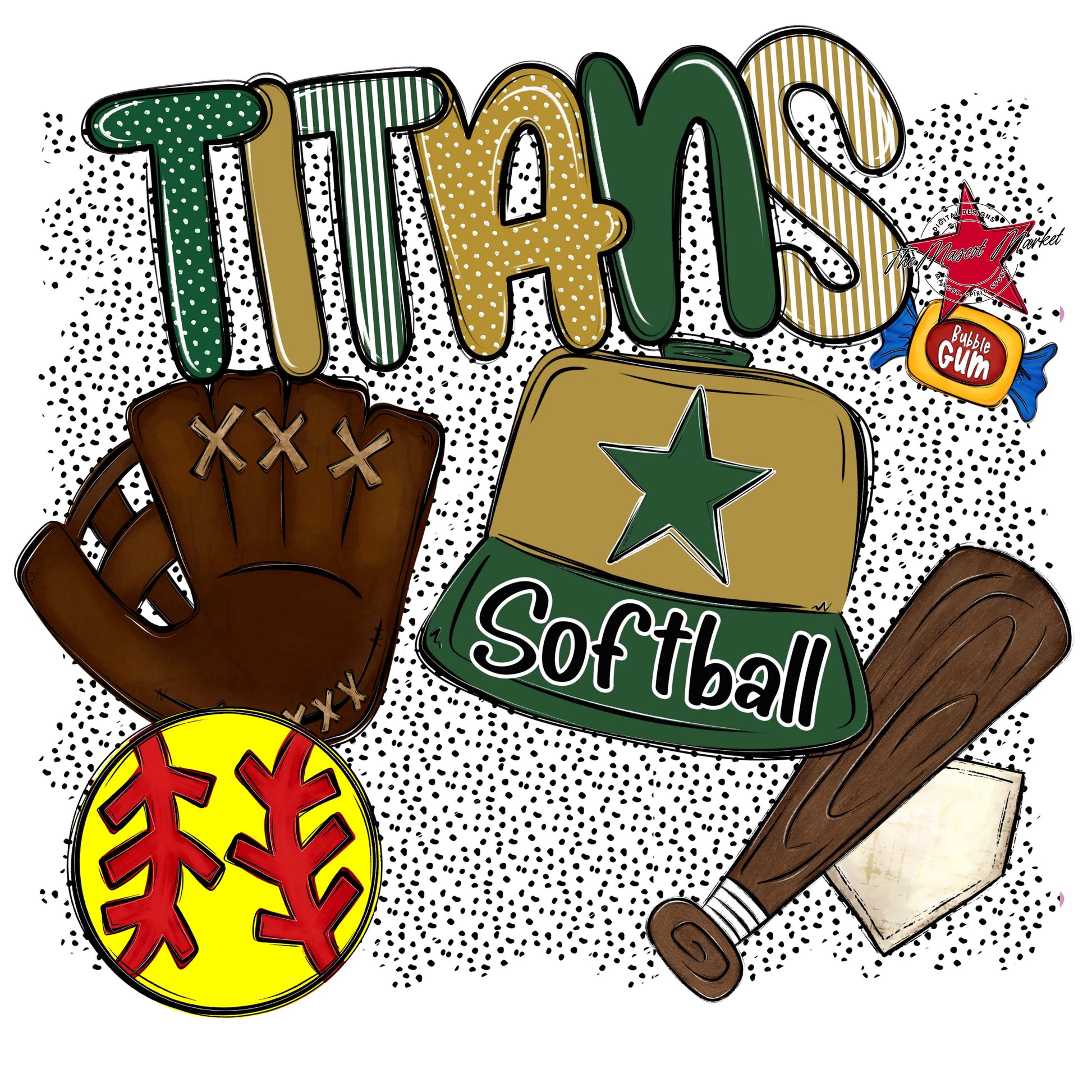 Titans Softball Spirit-Green & Gold