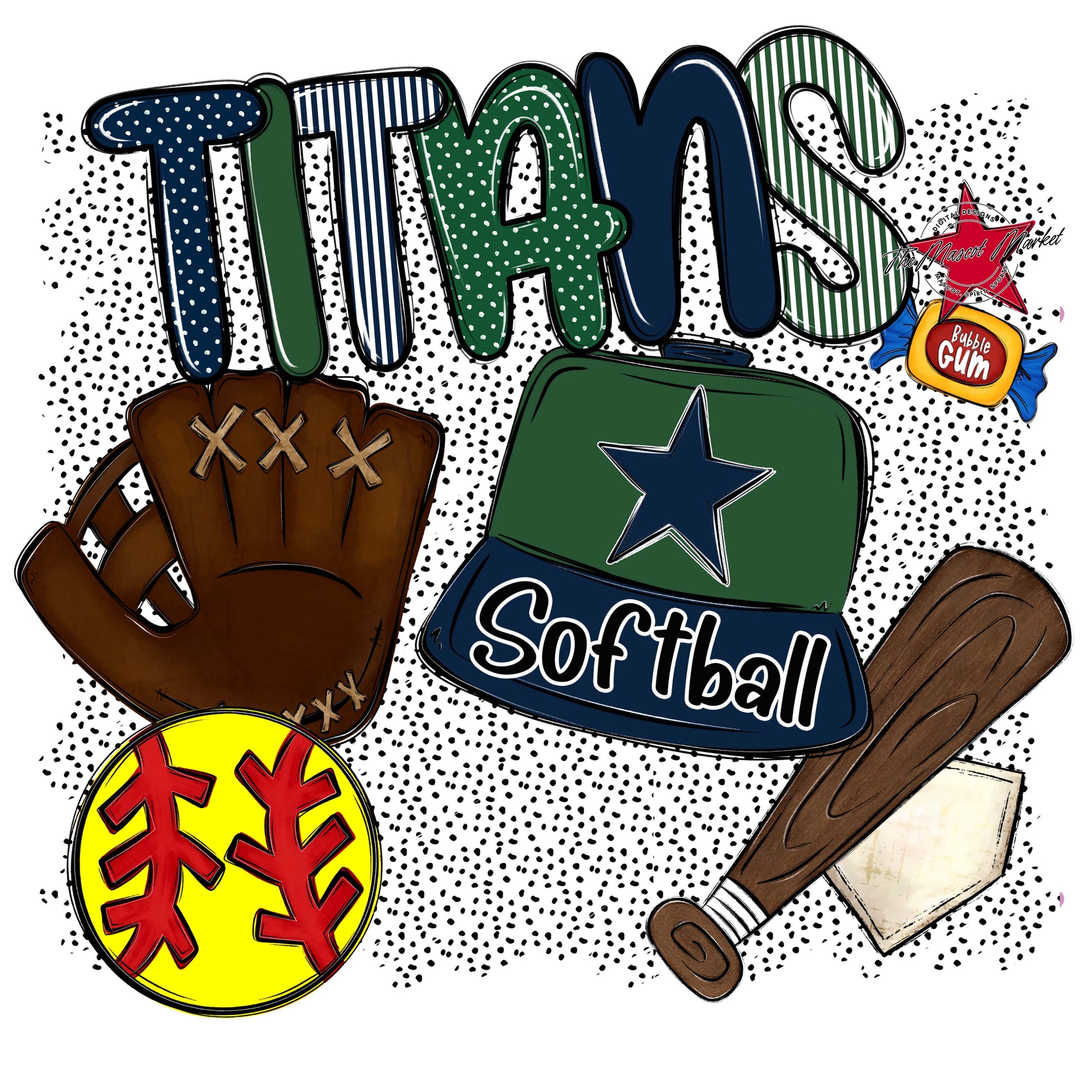 Titans Softball Spirit-Navy & Green
