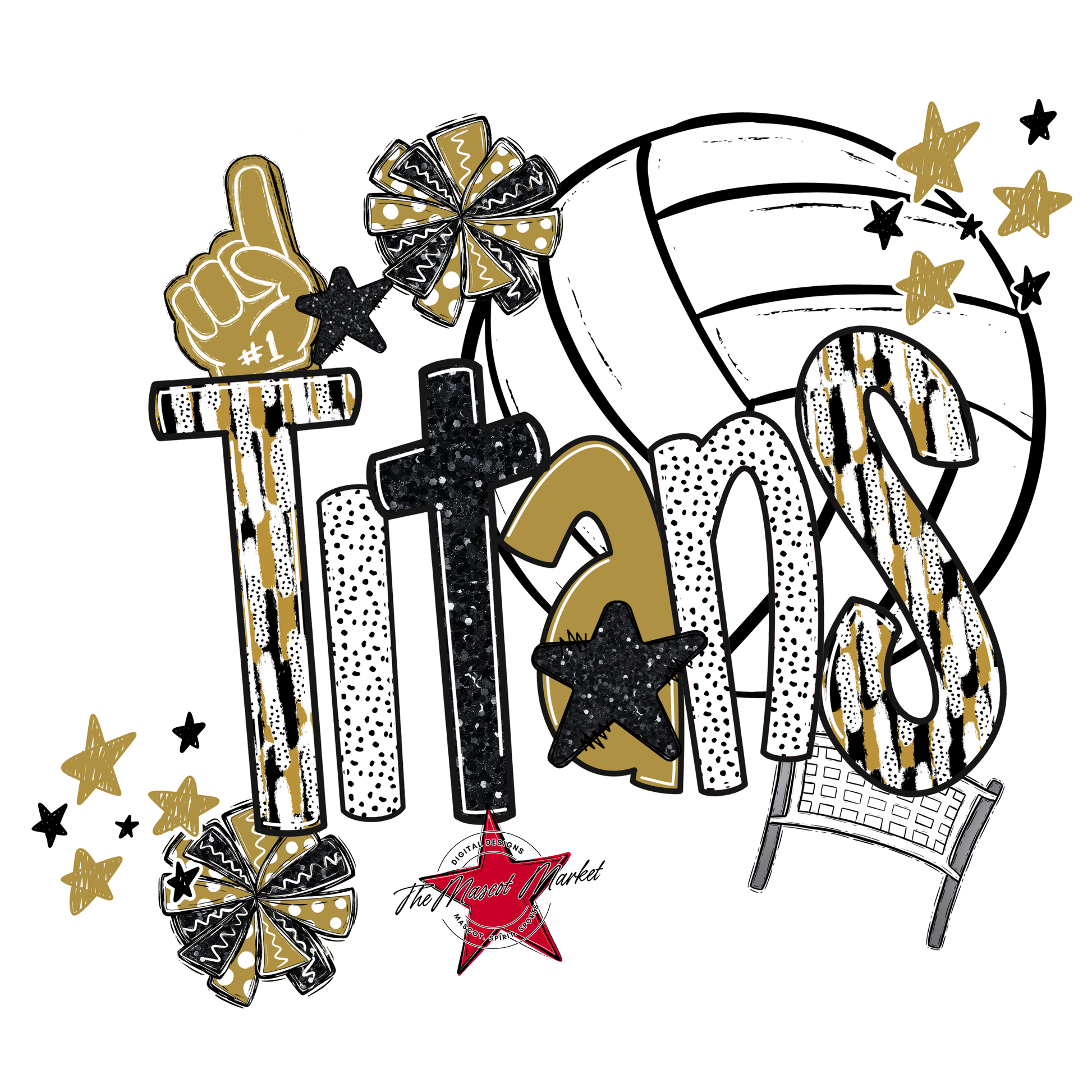 Titans Volleyball Scrape-Gold