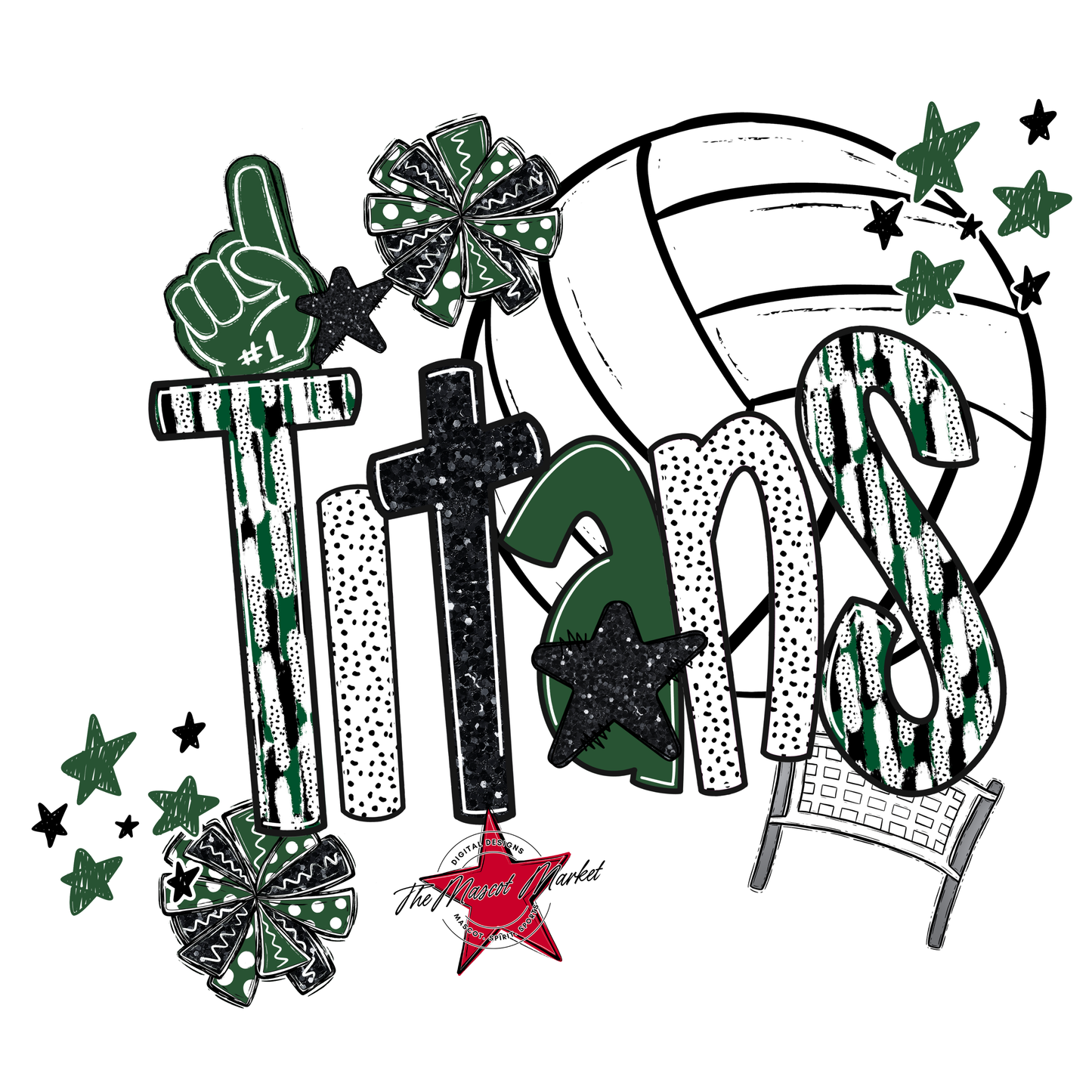 Titans Volleyball Scrape-Green