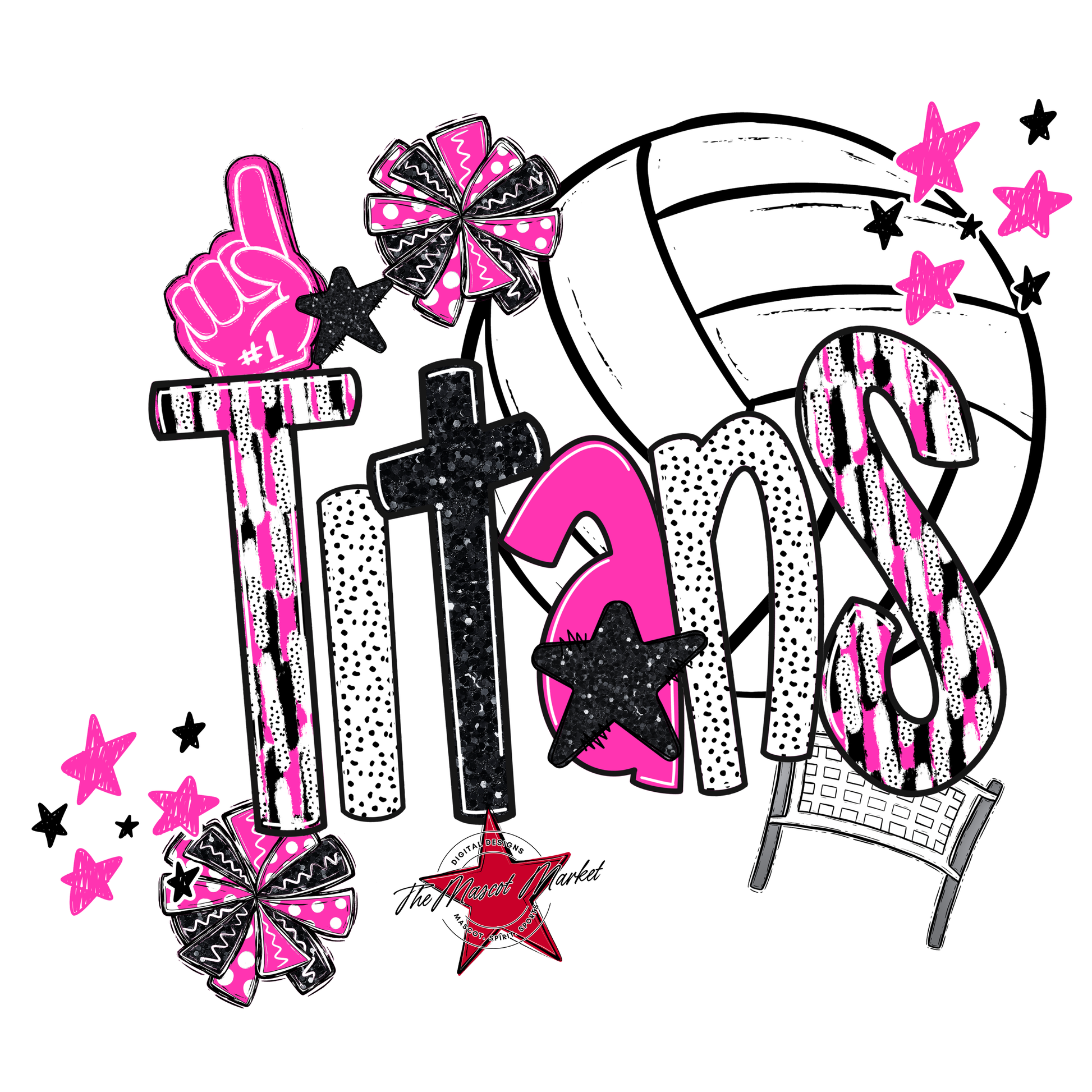 Titans Volleyball Scrape-Pink