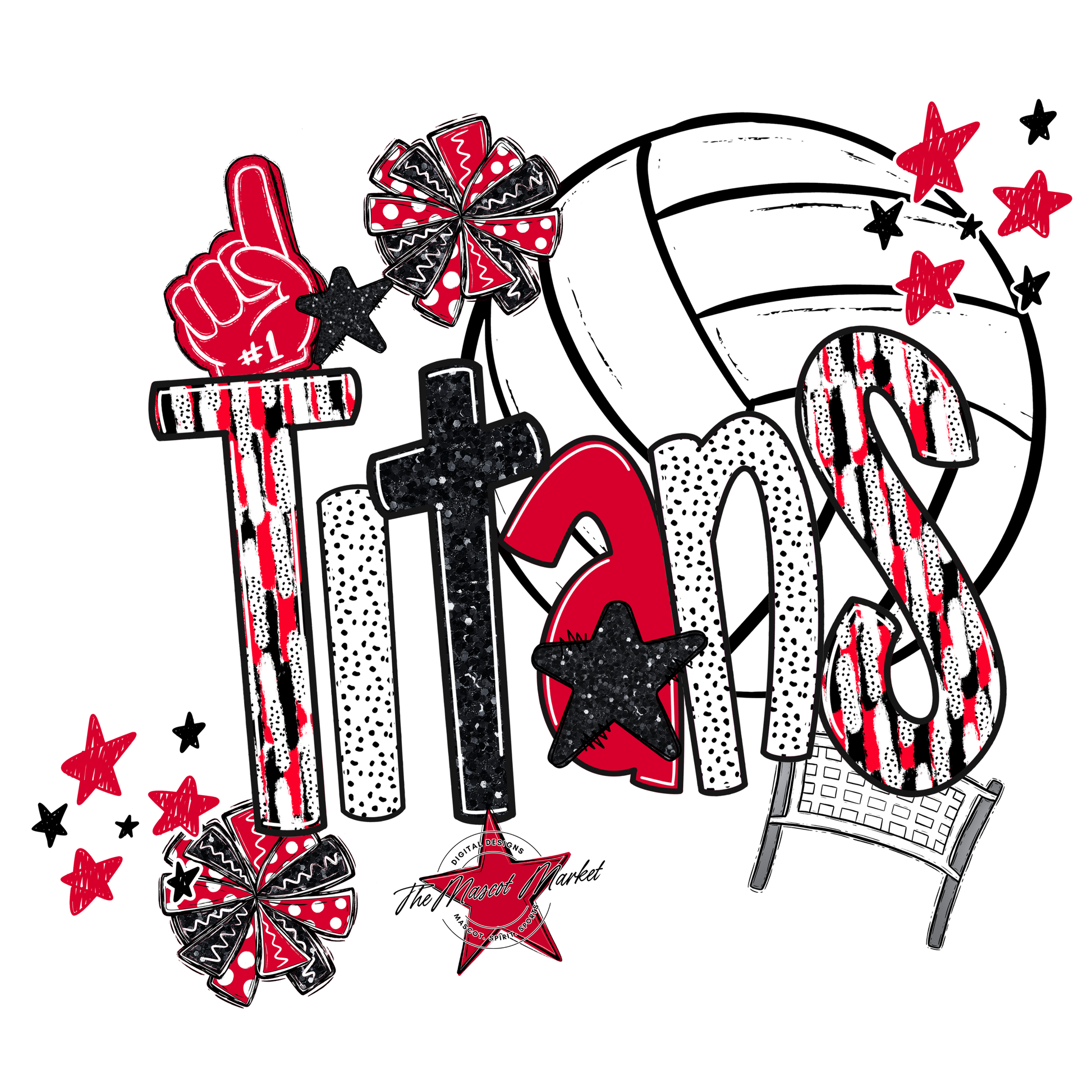 Titans Volleyball Scrape-Red