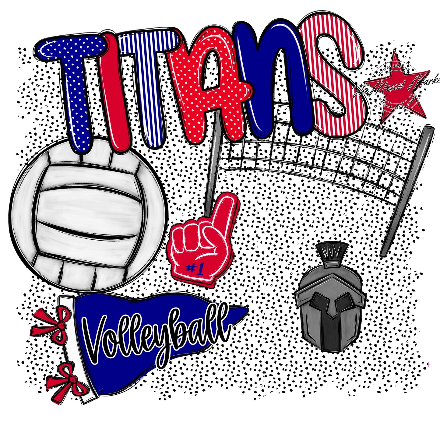 Titans Volleyball Spirit-Blue & Red