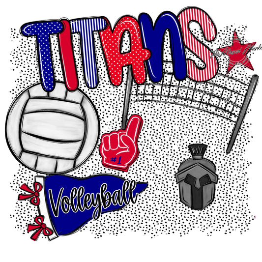 Titans Volleyball Spirit-Blue & Red