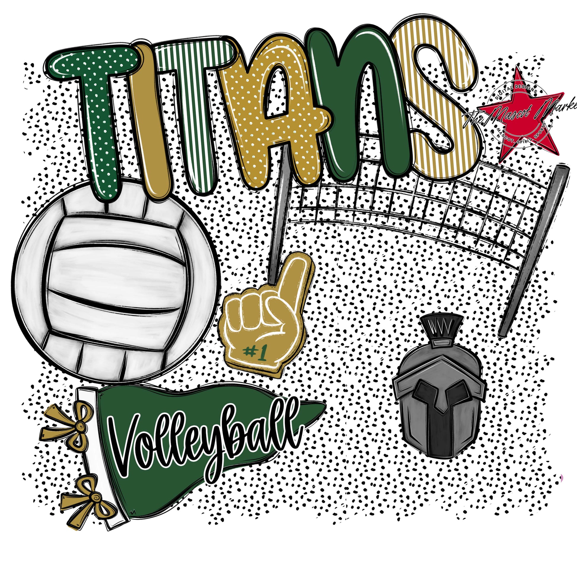 Titans Volleyball Spirit-Green & Gold
