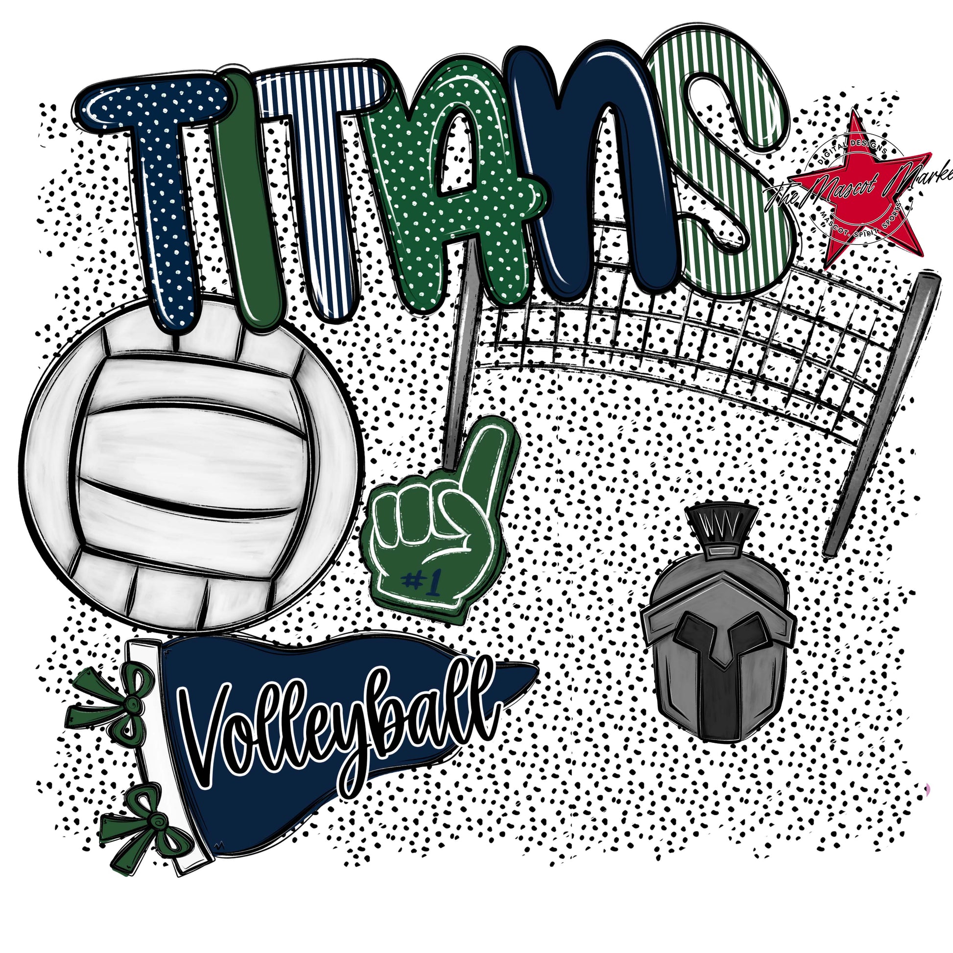 Titans Volleyball Spirit-Navy & Green