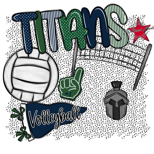 Titans Volleyball Spirit-Navy & Green