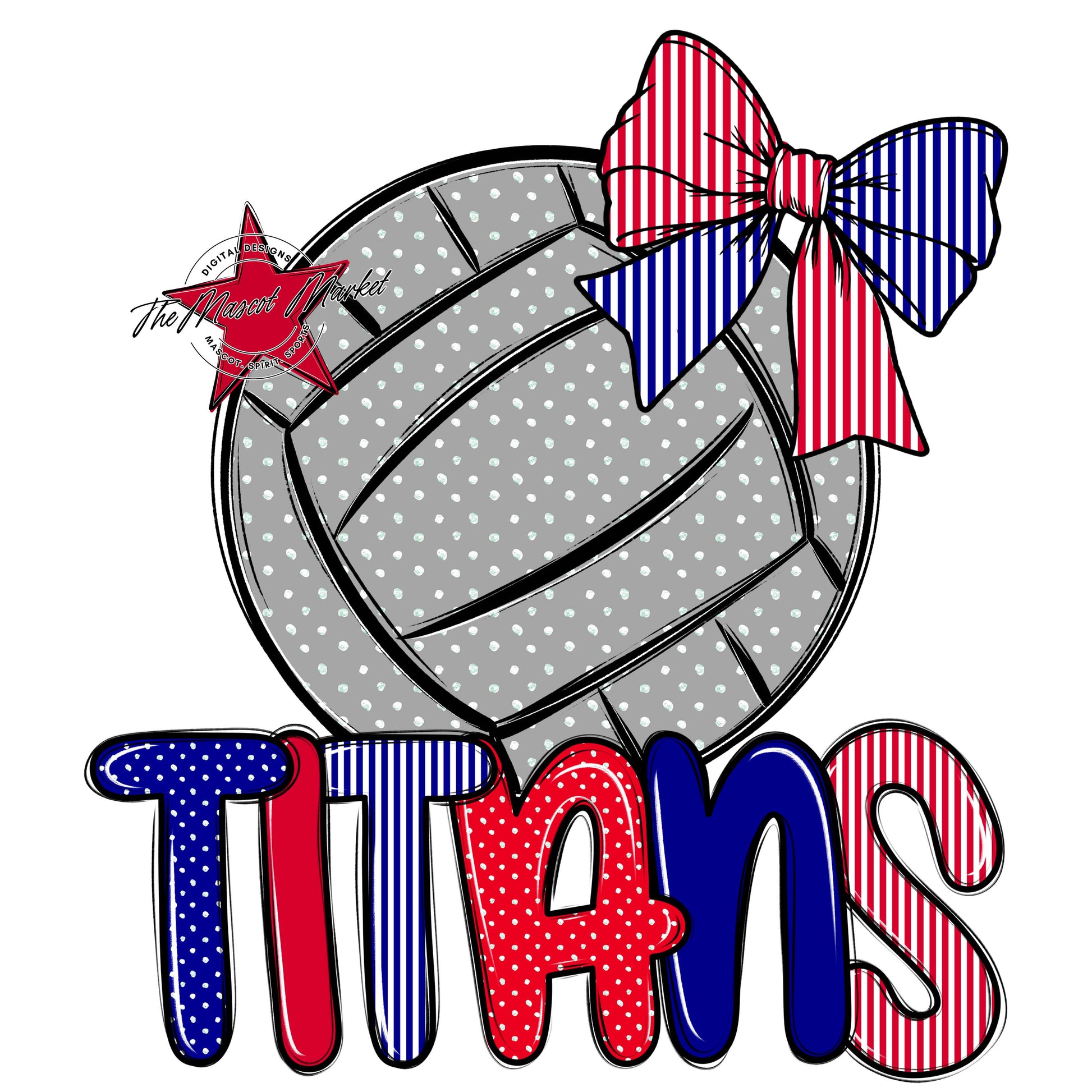 Titans Volleyball Spirit Design-Blue & Red