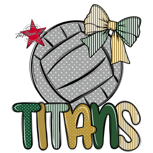 Titans Volleyball Spirit Design-Green & Gold