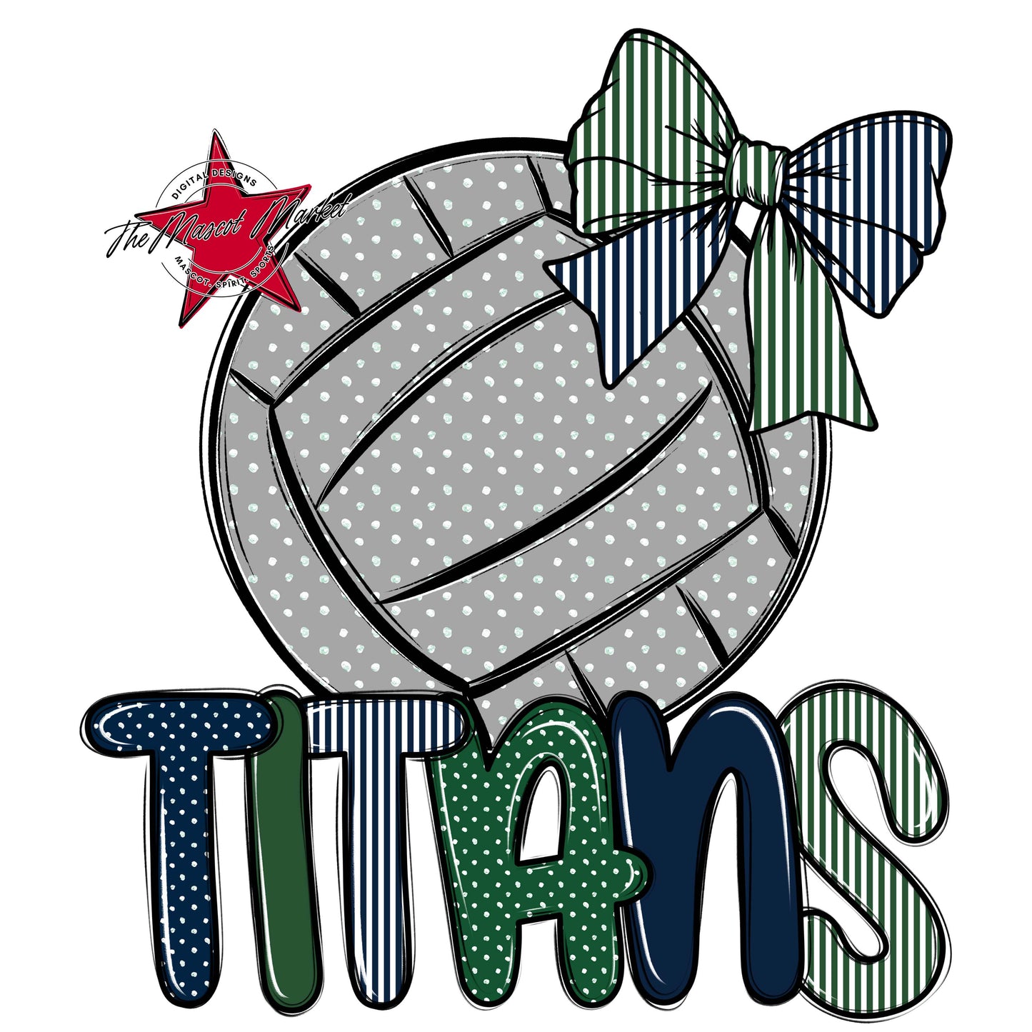 Titans Volleyball Spirit Design-Navy & Green