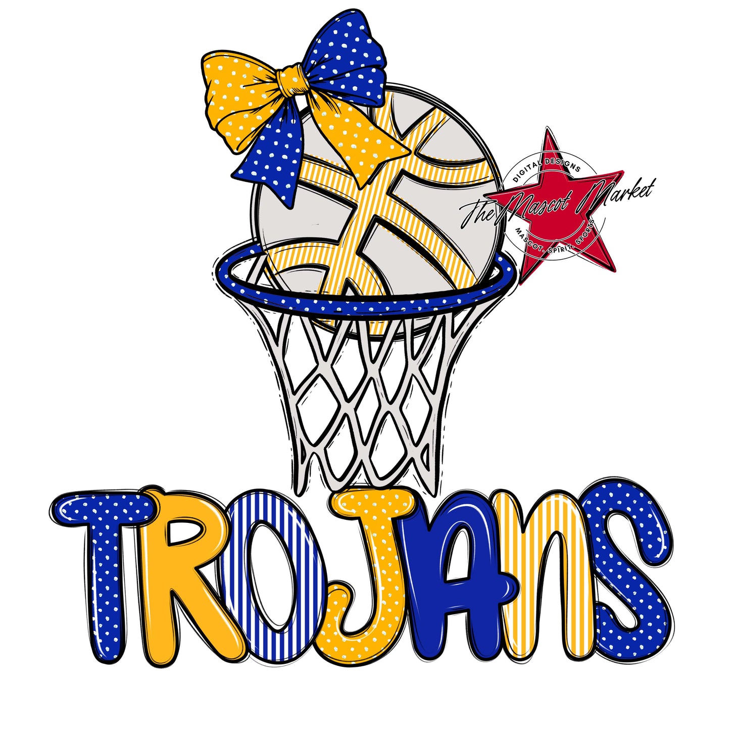 Trojans Basketball Spirit Design-Royal Blue & Yellow