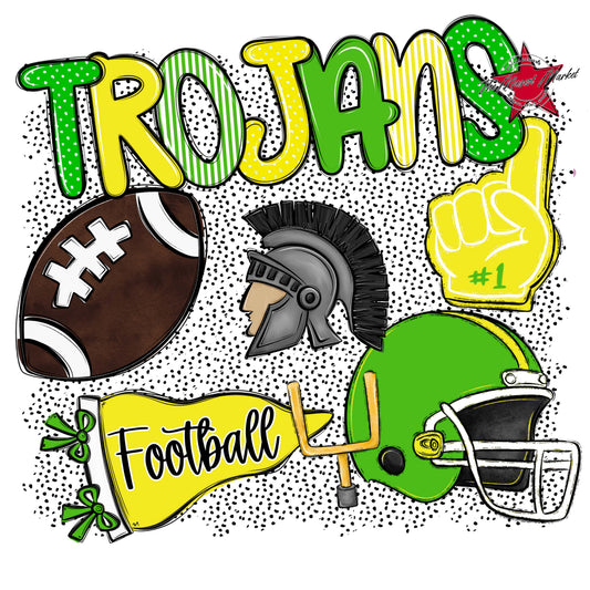 Trojans Football Spirit-Bright Green & Bright Yellow