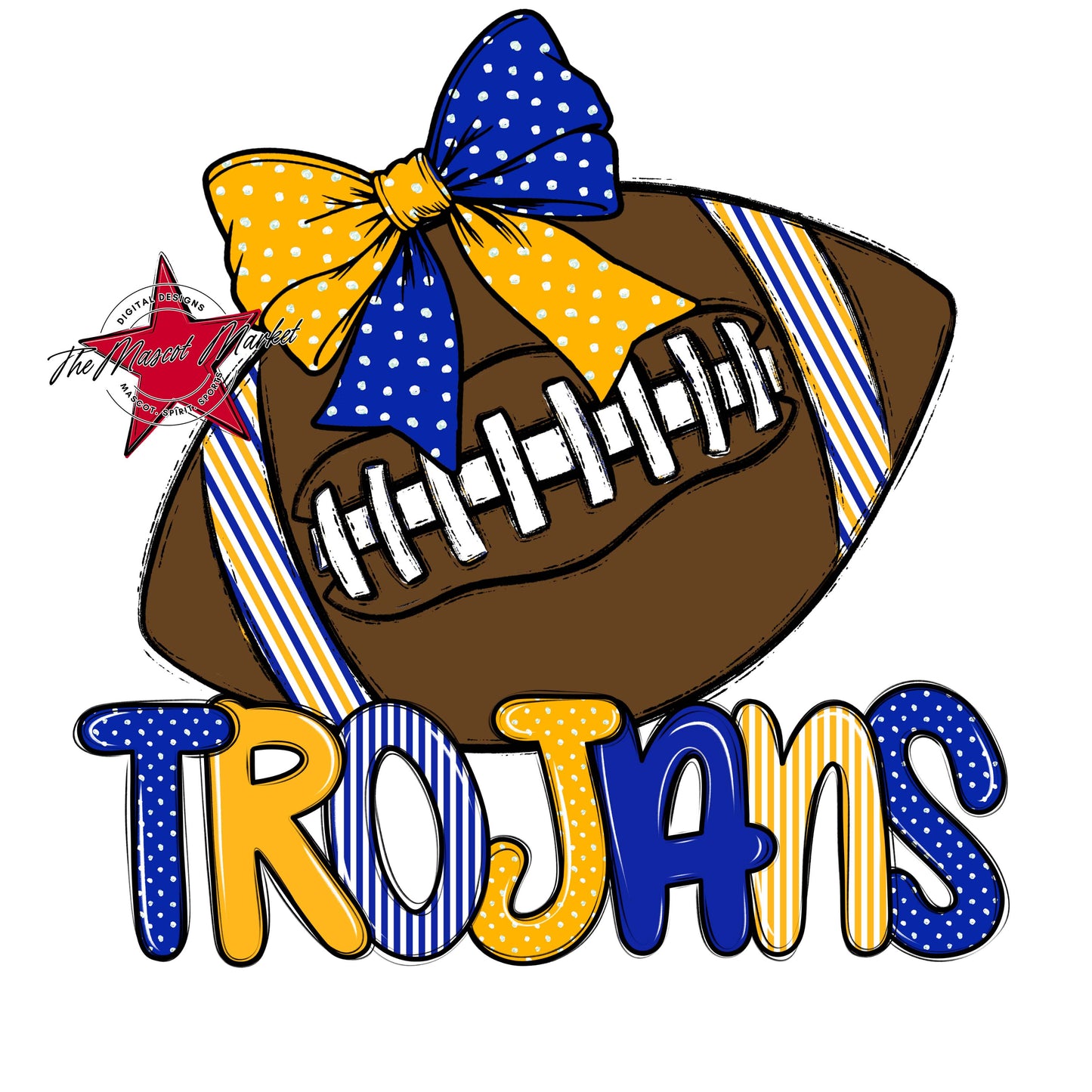 Trojans Football Spirit Design-Royal Blue & Yellow