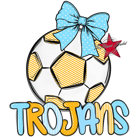 Trojans Soccer Spirit Design-Columbia Blue & Yellow
