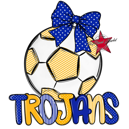 Trojans Soccer Spirit Design-Royal Blue & Yellow