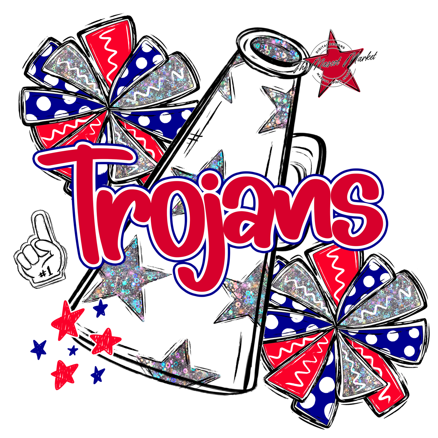Trojans Alpha Megaphone Design-Blue-Red