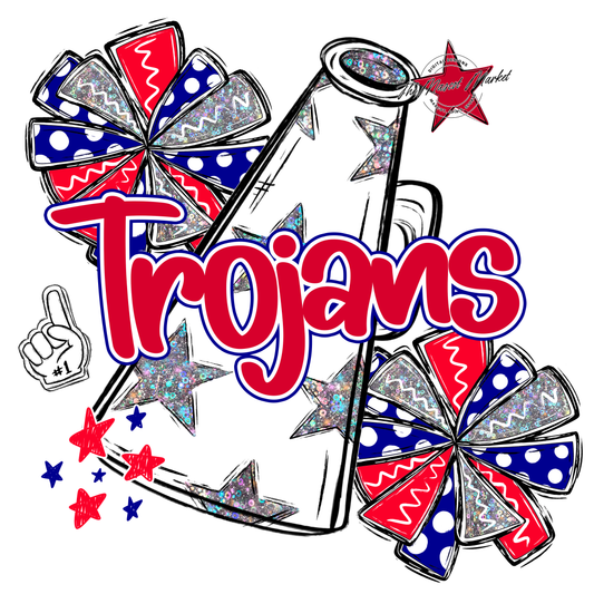 Trojans Alpha Megaphone Design-Blue-Red