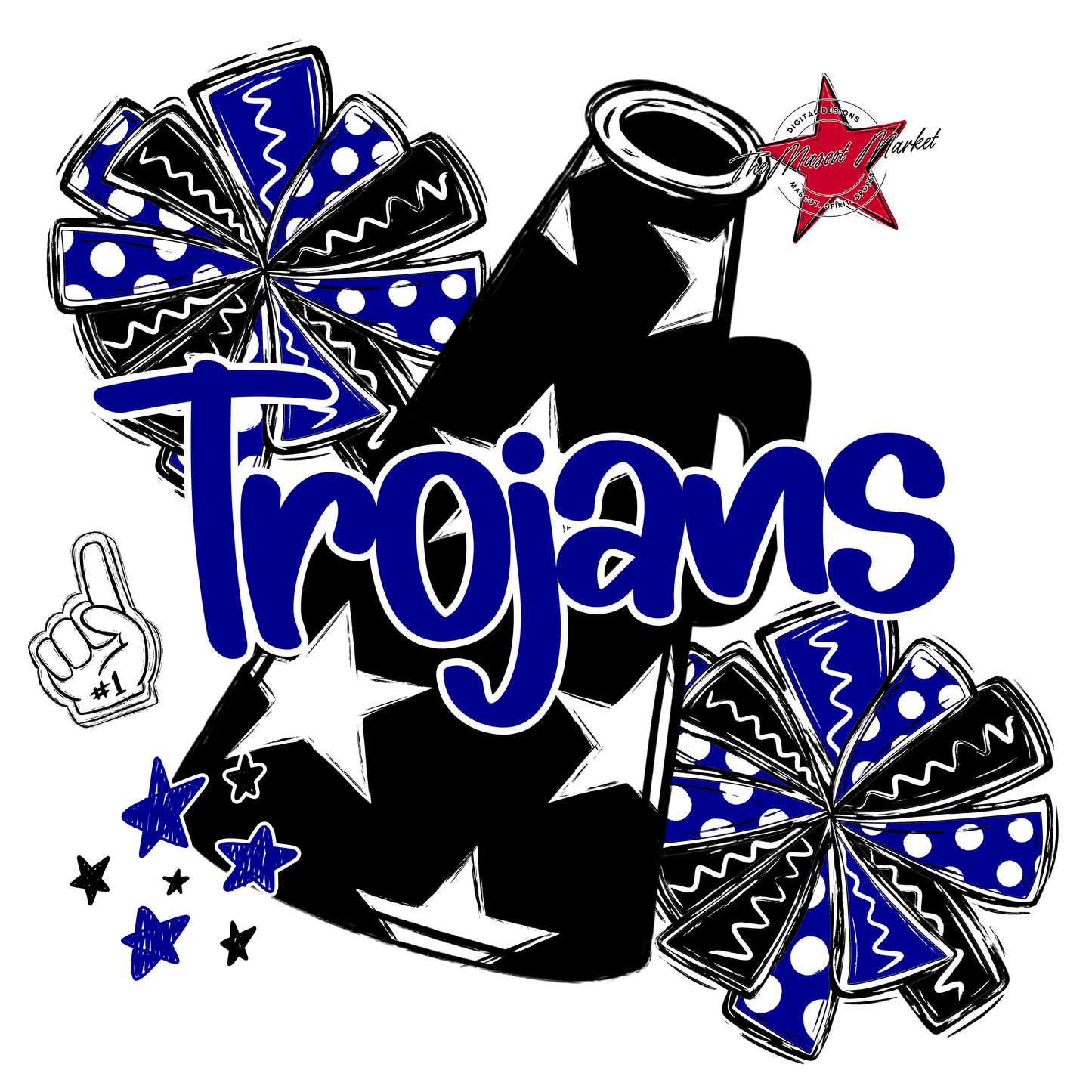 Trojans Alpha Megaphone Design-Blue