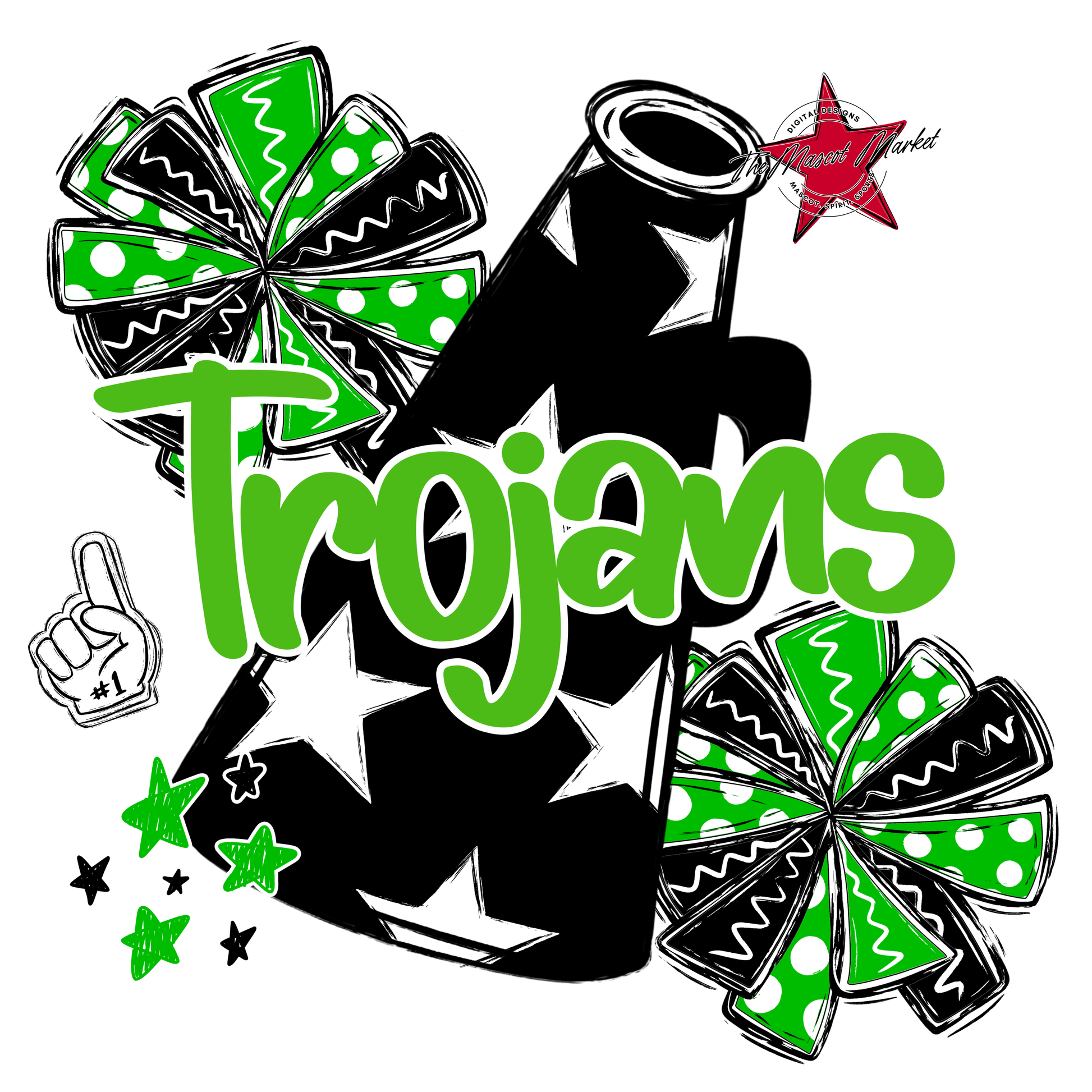 Trojans Alpha Megaphone Design-Bright Green