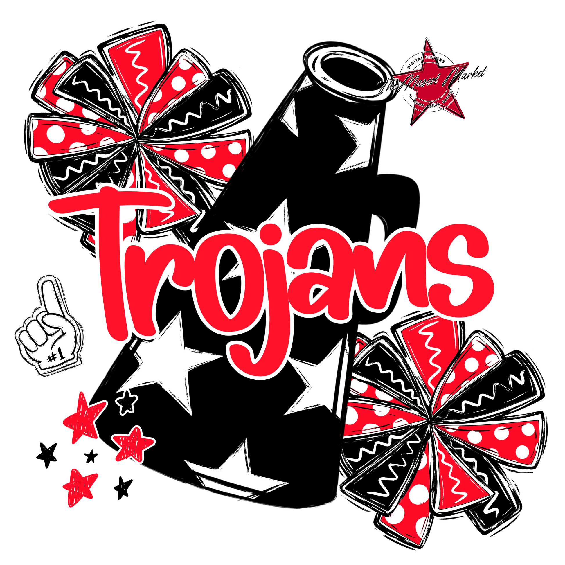 Trojans Alpha Megaphone Design-Bright Red