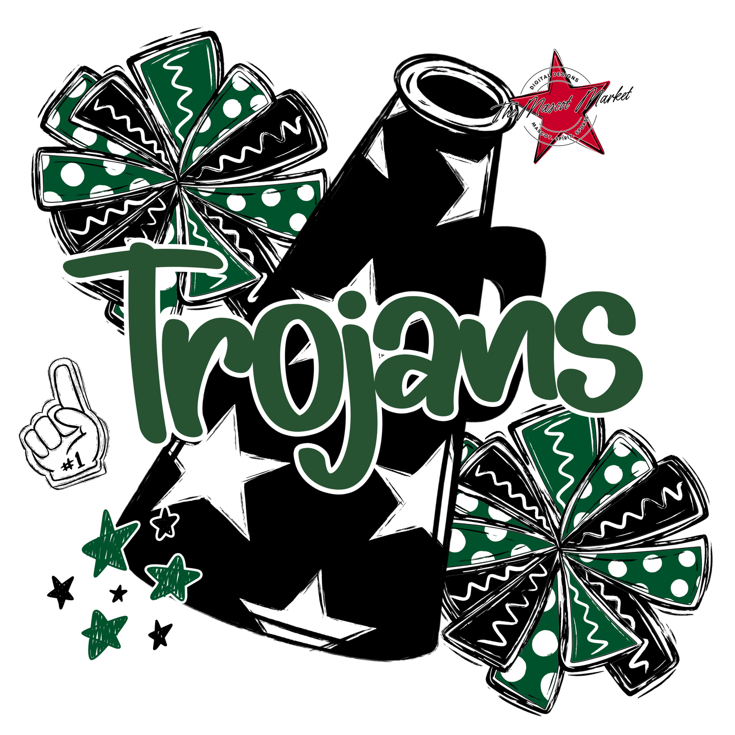 Trojans Alpha Megaphone Design-Green