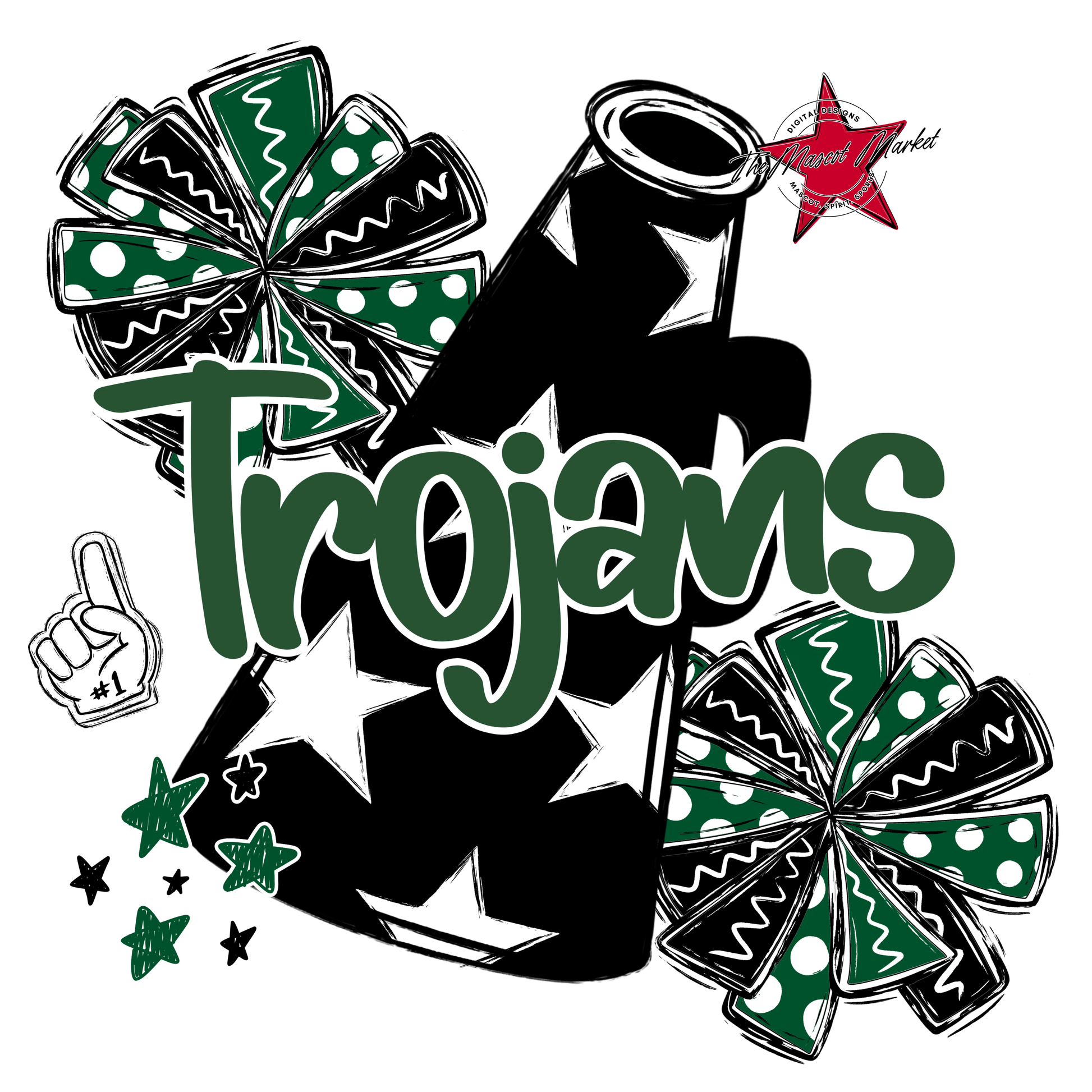 Trojans Alpha Megaphone Design-Green