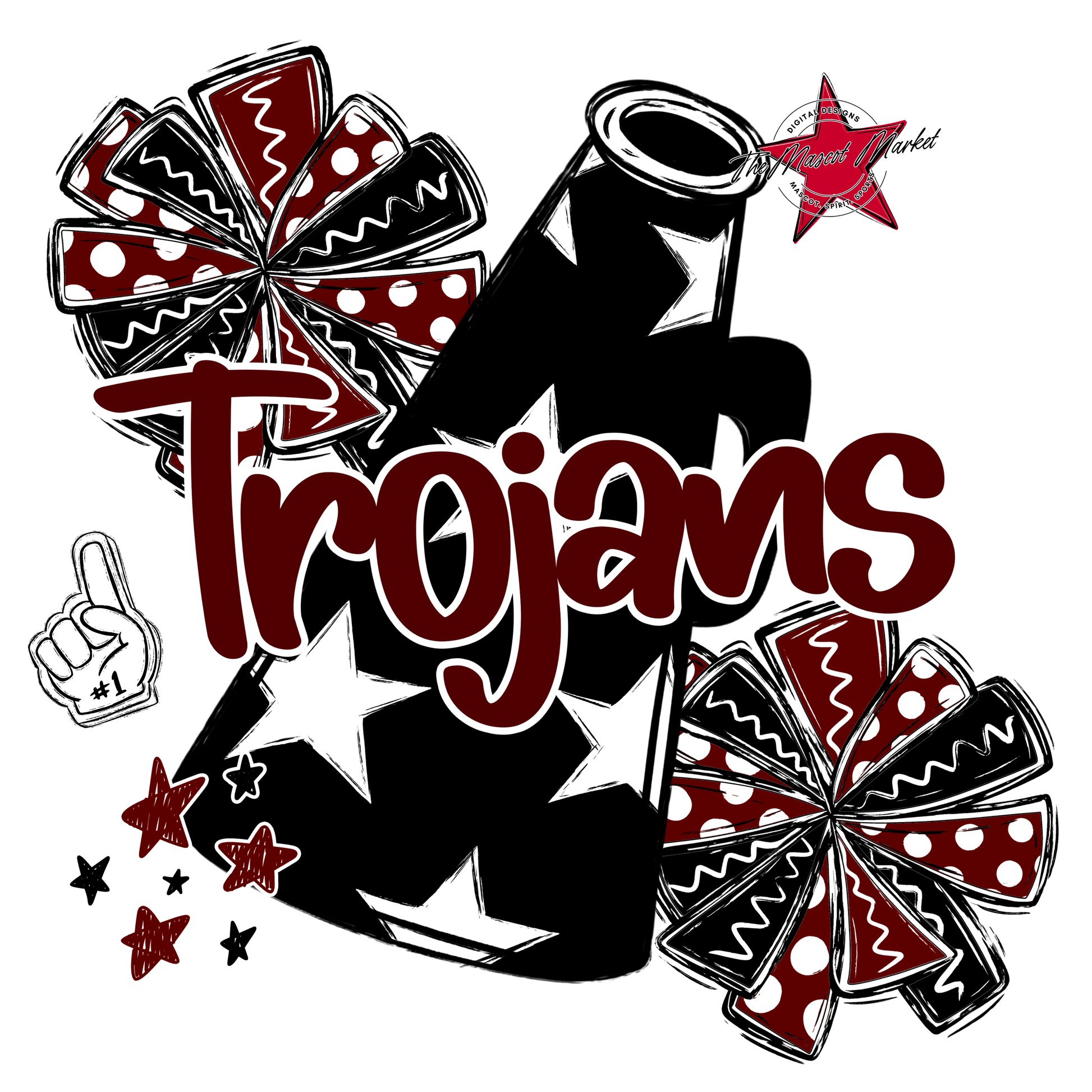 Trojans Alpha Megaphone Design-Maroon