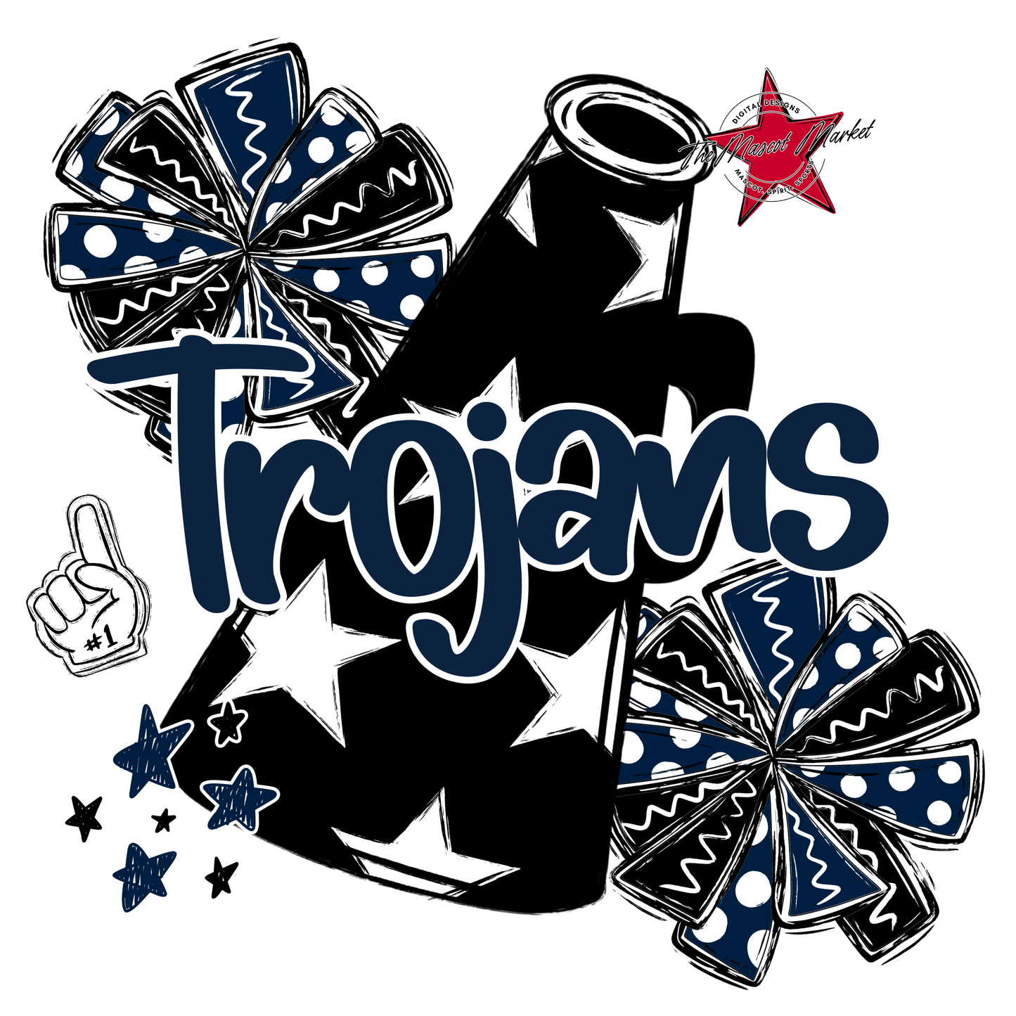 Trojans Alpha Megaphone Design-Navy