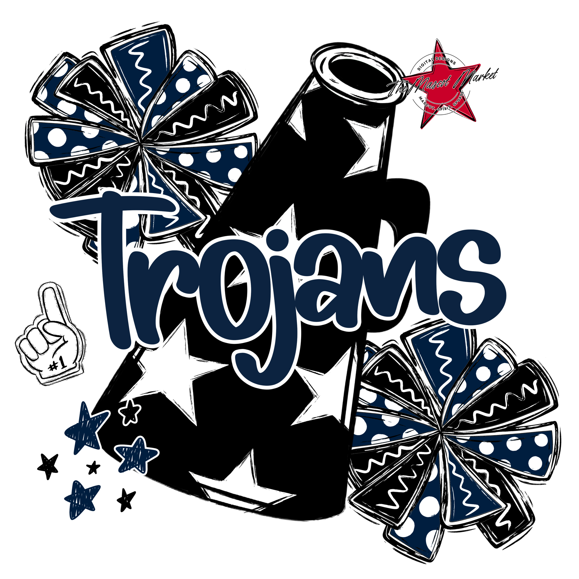 Trojans Alpha Megaphone Design-Navy