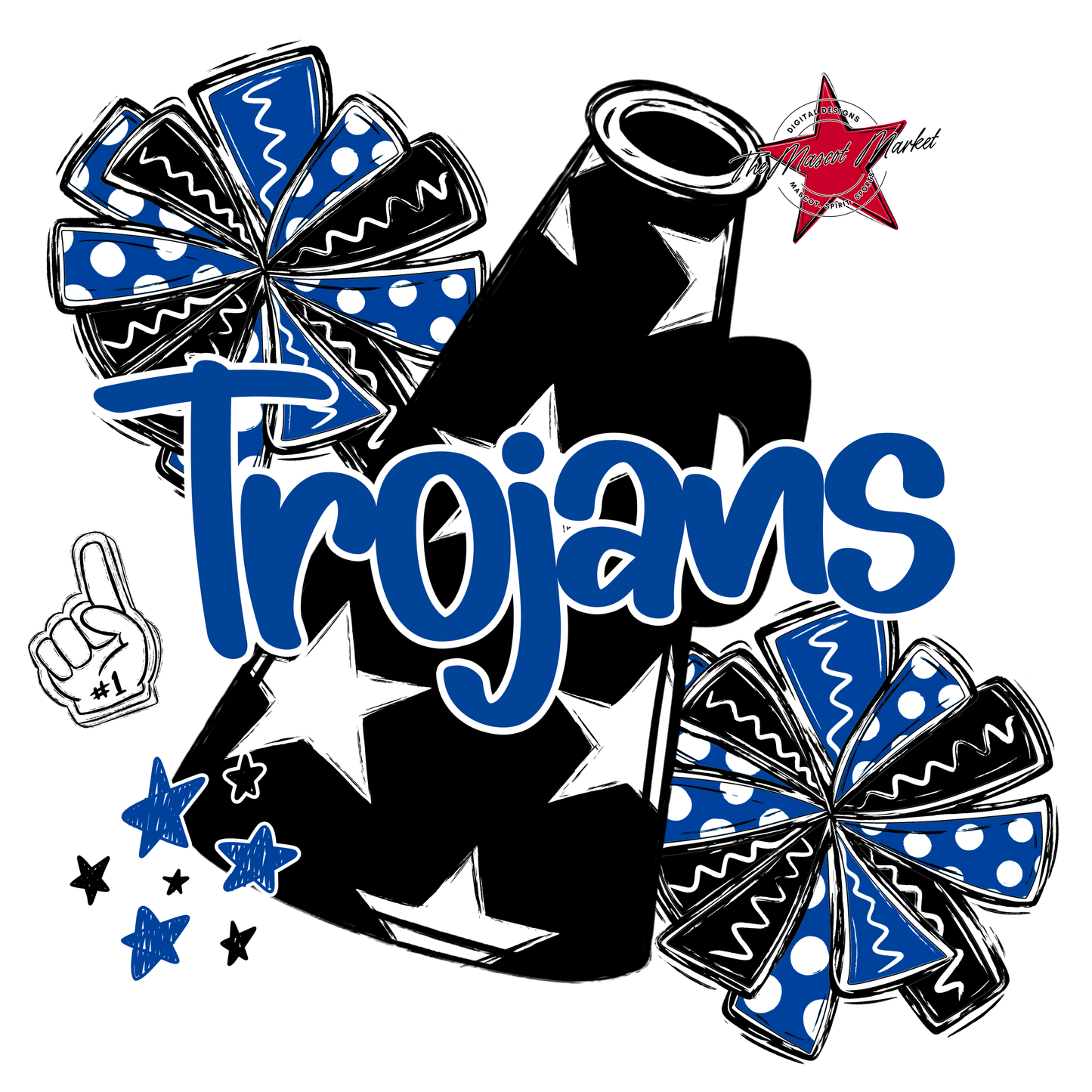 Trojans Alpha Megaphone Design-Off Blue