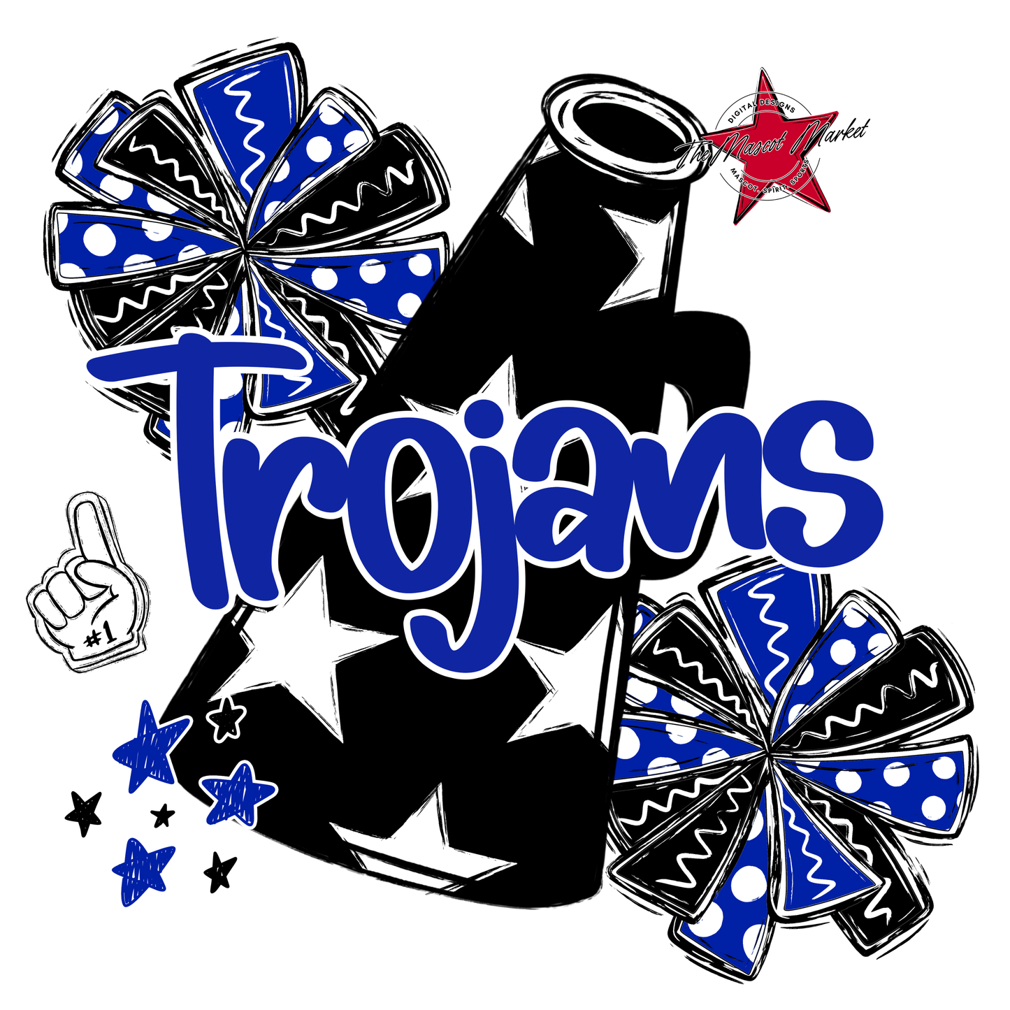 Trojans Alpha Megaphone Design-Royal Blue