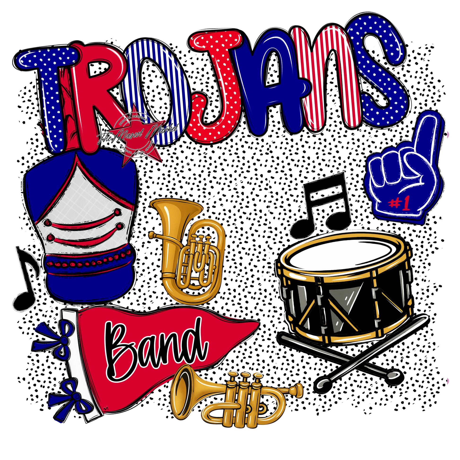 Trojans Band Spirit-Blue & Red