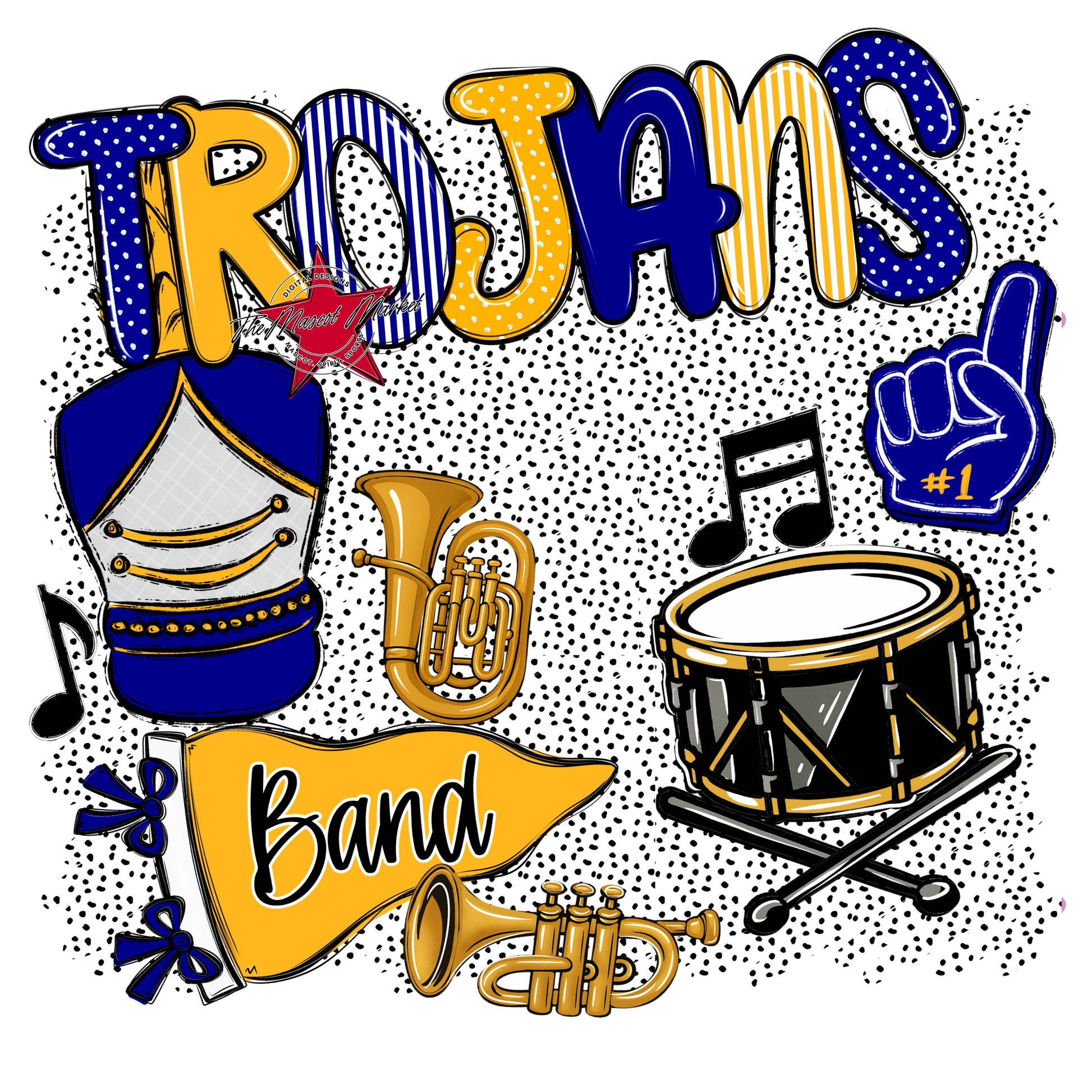 Trojans Band Spirit-Blue & Yellow