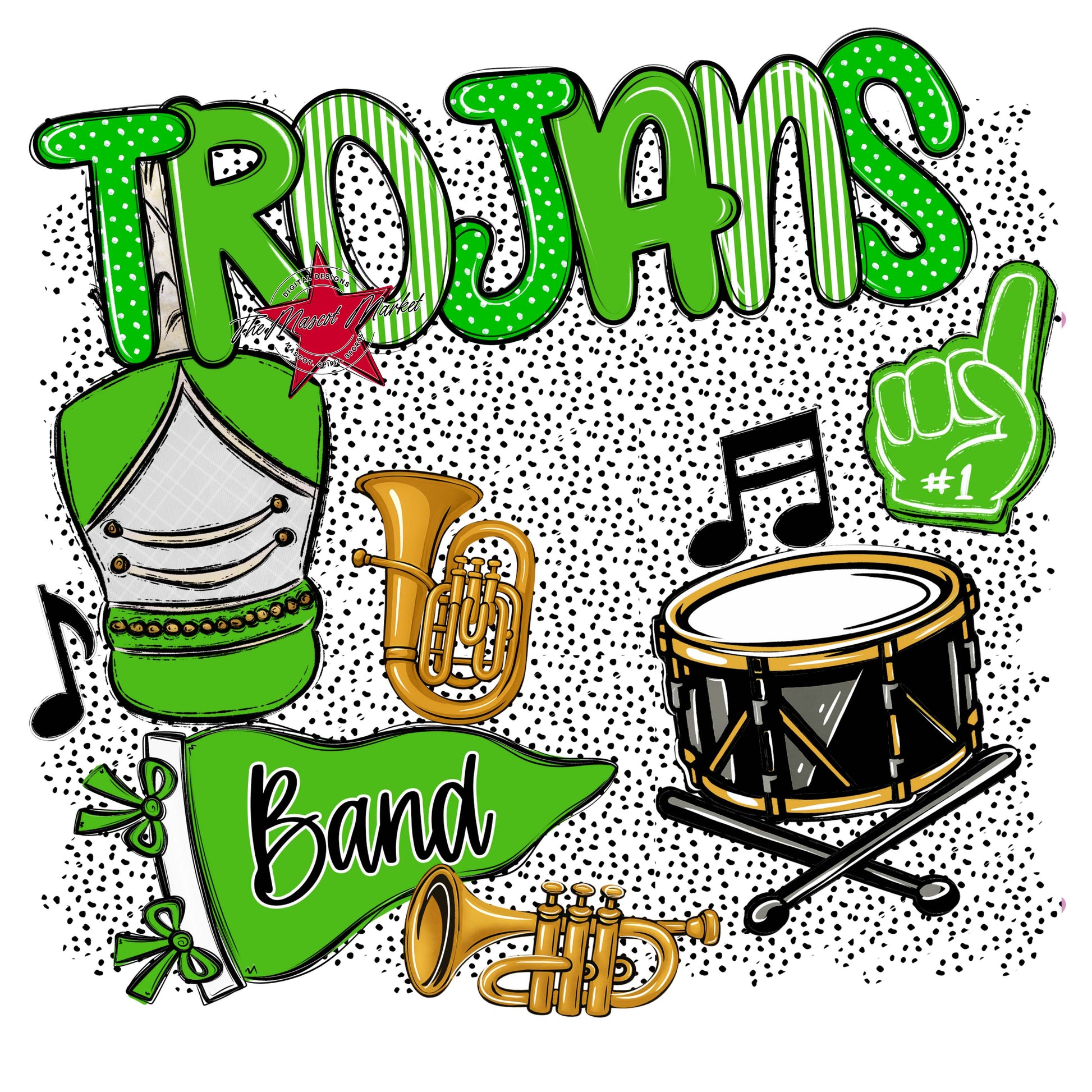 Trojans Band Spirit-Bright Green