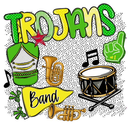 Trojans Band Spirit-Bright Green & Bright Yellow