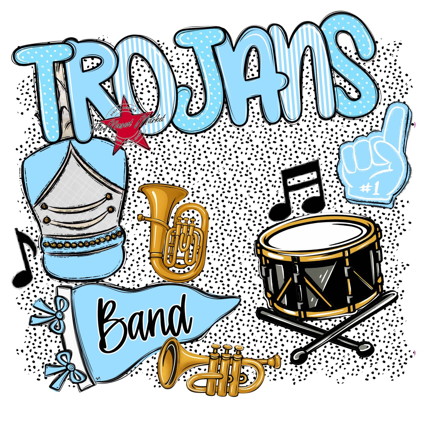 Trojans Band Spirit-Columbia Blue
