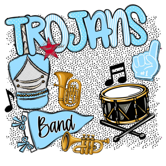 Trojans Band Spirit-Columbia Blue