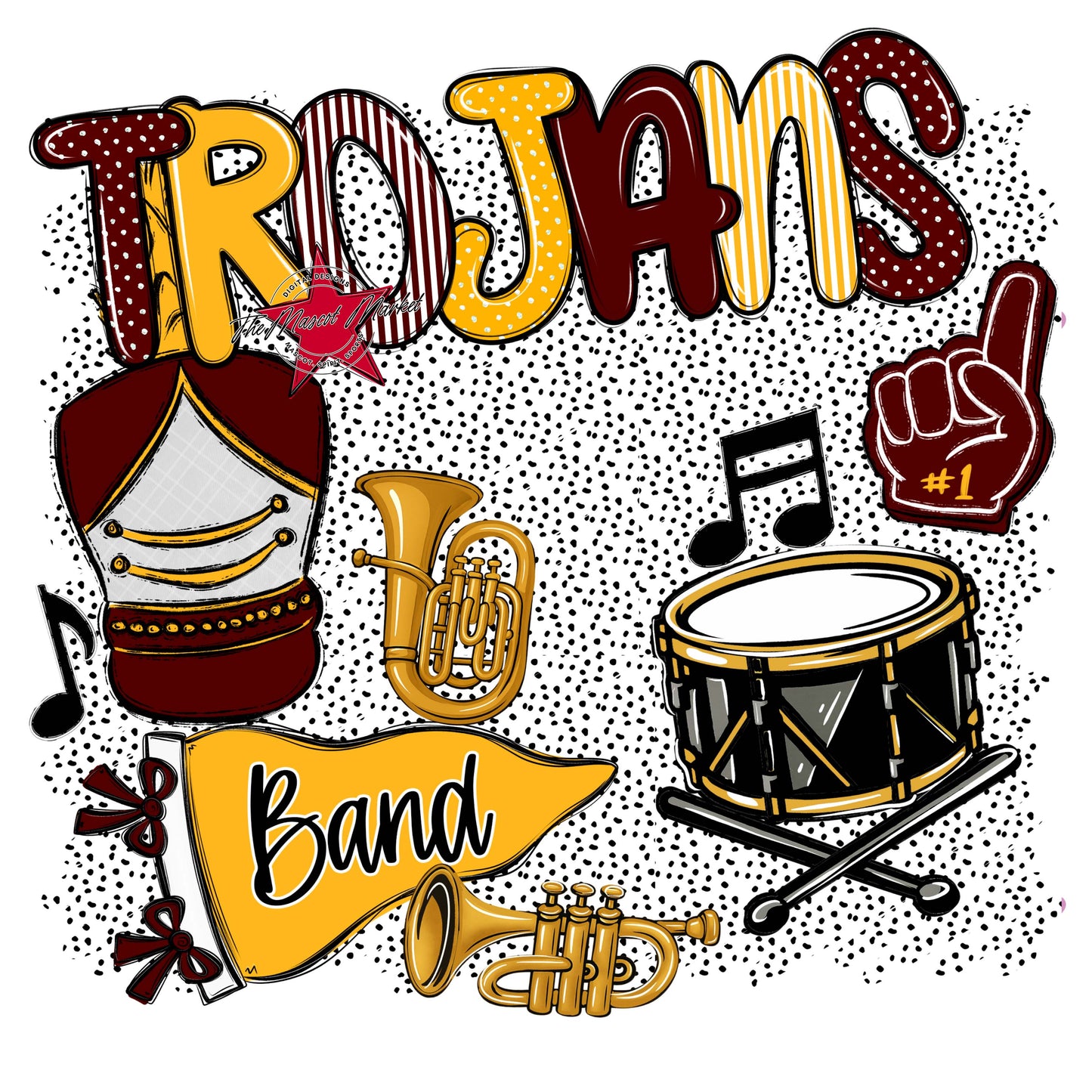 Trojans Band Spirit-Maroon & Yellow