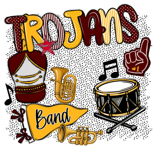 Trojans Band Spirit-Maroon & Yellow