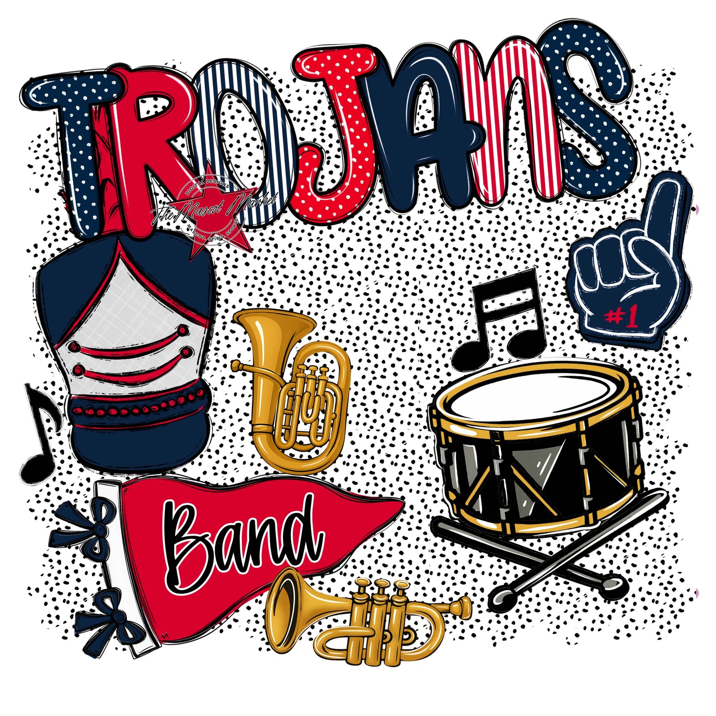 Trojans Band Spirit-Navy & Red