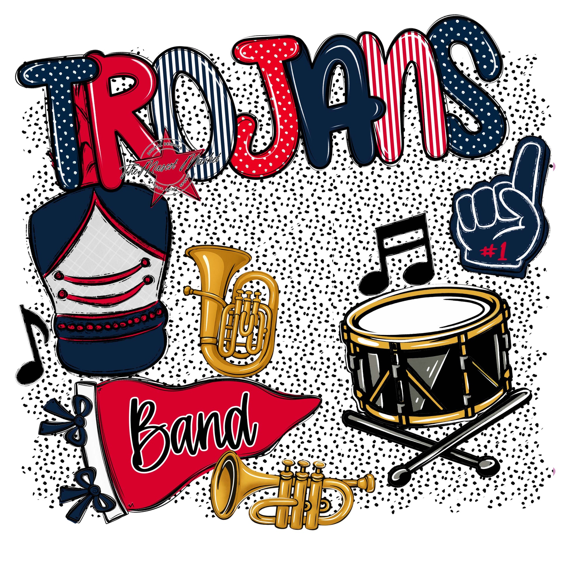 Trojans Band Spirit-Navy & Red