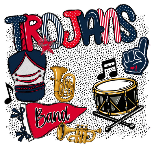 Trojans Band Spirit-Navy & Red