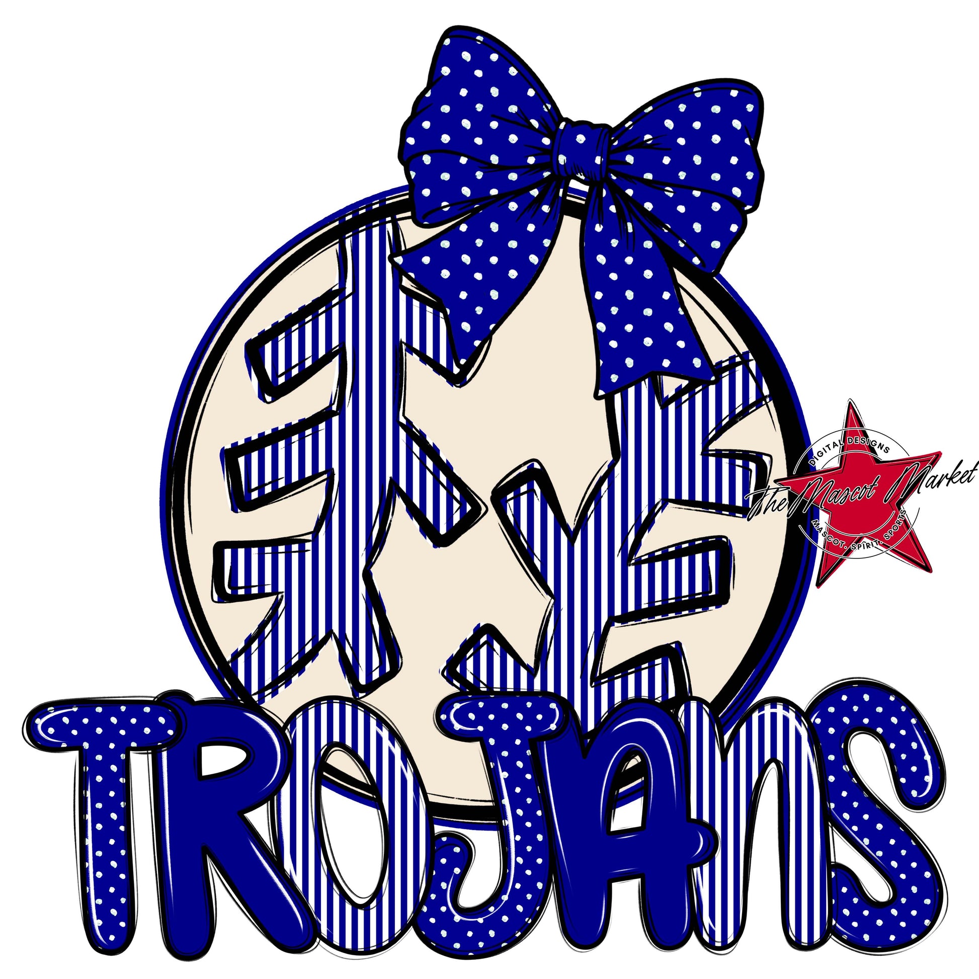 Trojans Baseball-Softball Spirit Design-Blue