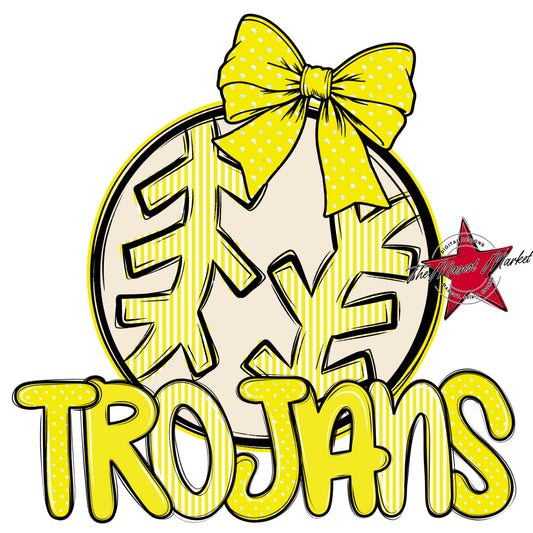 Trojans Baseball-Softball Spirit Design-Bright Yellow