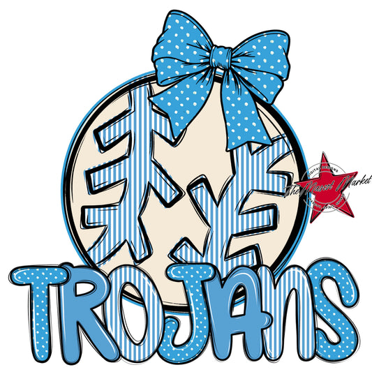 Trojans Baseball-Softball Spirit Design-Carolina Blue