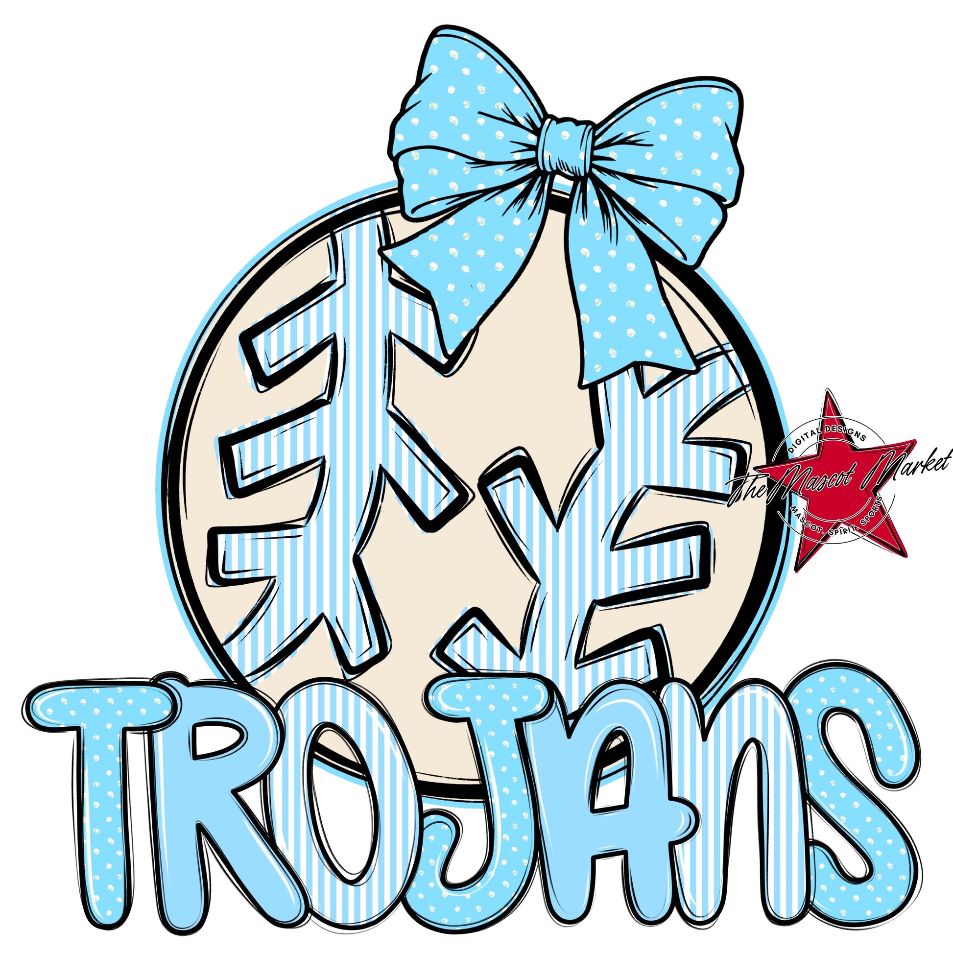 Trojans Baseball-Softball Spirit Design-Columbia Blue